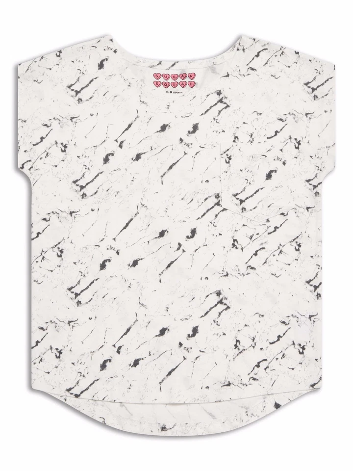 New Girls White Black Print T-Shirt Short Sleeve Ages 8 - 14 Free P+P - Image 3 of 4