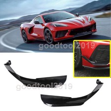 Gloss Black Front Bumper Side Canards Fin For Corvette C8 Stingray Z51 2020-2026