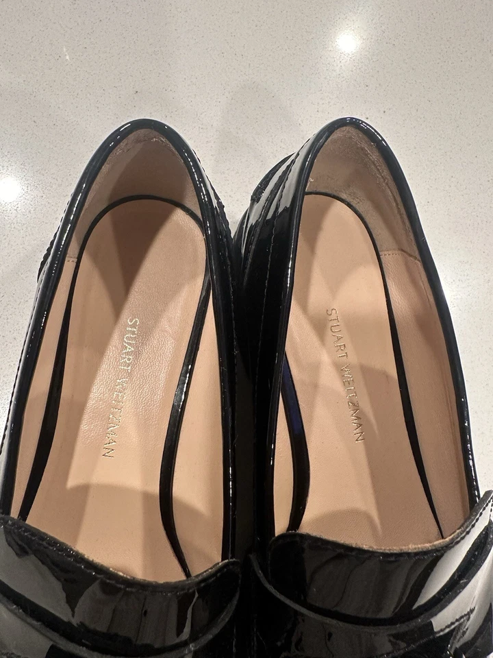 Stuart Weitzman Adrina Black Patent Leather Loafers Tassel Size 7.5 B Women’s - Image 4 of 4