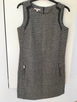 etuikleid esprit 38 schwarz weiss pfeffer salz kunstleder sixties style boho