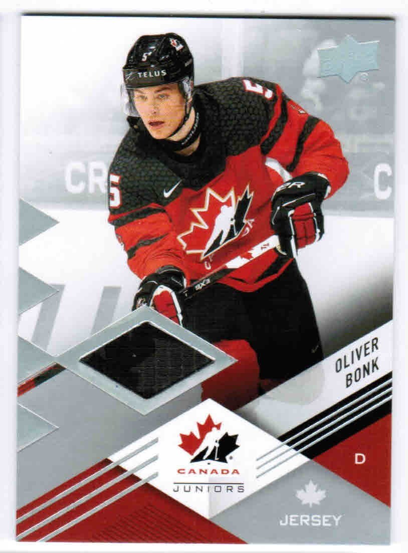 2024 UD Team Canada Juniors Oliver Bonk #44 Jersey MEM RC
