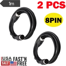 1M MIDI 8 Pin Din Male To Male Audio Data Signal Adapter Cable 2PCS