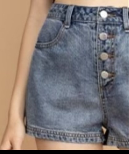 Pantalones cortos de mujer de cintura alta de mezclilla con adornos de piel de serpiente - Imagen 5 de 5