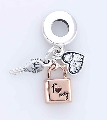 New 100% Authentic PANDORA Padlock Heart Triple Dangle