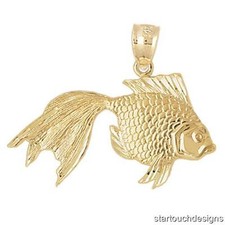 New 14k Yellow Gold Goldfish Pendant