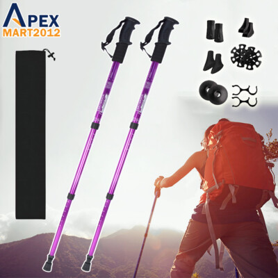 2X Trekking Poles Walking Hiking Sticks Adjustable Anti-shock Nordic  Alpenstock
