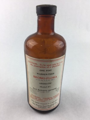 Vintage Bromo-Flora Aromatic Pharmacy Medicine Bottle Warren-Teed 7.75''