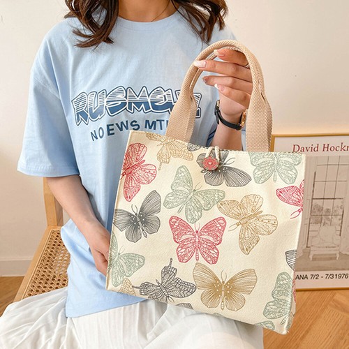 Bolso de Mano de Lona para Mujer Bolso de Mano Bolsas de Compras Bolso de Hombro de Dibujos Animados Exterior · - Imagen 3 de 14