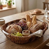 GroßE Dekoschale Schale Aus Weide & Holz 54X41 Cm, Obstschale Weidenschale