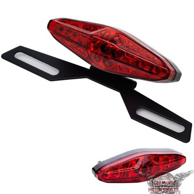 ToXx Led Rücklicht + Kennzeichenhalter Schwarz Rot Universal Motorrad Quad ATV 