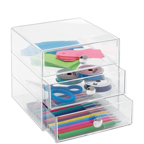 Makeup Drawer Organizer Box with 3 Drawers, Acrylic Cosmetic Display Case Van... - Picture 5 of 7