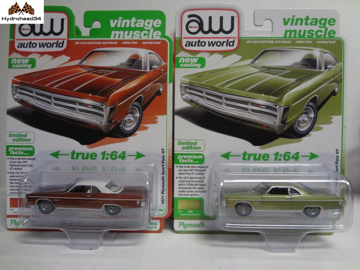 Auto World 1971 Plymouth Fury GT AW64532 A&B Pair 1:64 | eBay