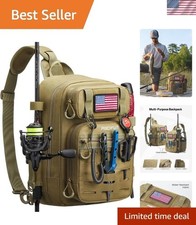 Water-Resistant Lightweight Fishing Sling Bag with Adjustable Straps Pockets