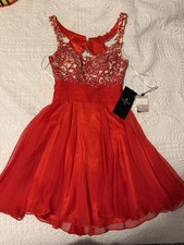 Women s Alyce Paris Red Jeweled Mini Prom Dress NWT missing clasp 00 26822