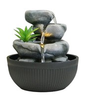 Zimmerbrunnen Lono Led Beleuchtung Ca. 21 X 21 Cm Polyresin Grau/Schwarz, Dehner