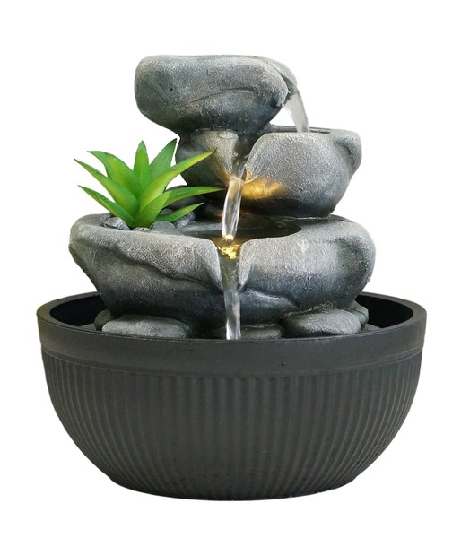 Zimmerbrunnen Lono Led Beleuchtung Ca. 21 X 21 Cm Polyresin Grau/Schwarz, Dehner-image