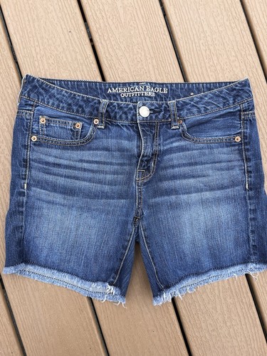 American Eagle Outfitters Denim Jean Shorts Teen Girls Sz 12/13 Frayed Hem