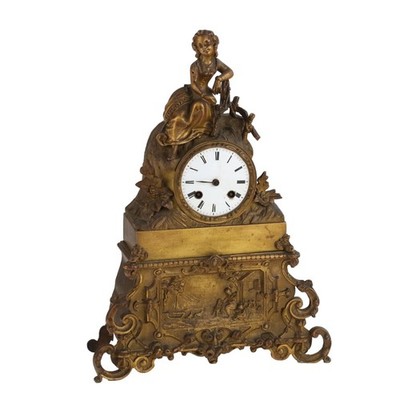 Antiker Tischuhr Vergoldeter Bronze Frankreich Mitte des XIX Jhs Originell