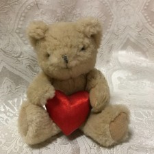 Vintage RUSS Plush Teddy Bear with Red Heart Approx. 4.5" x 4"