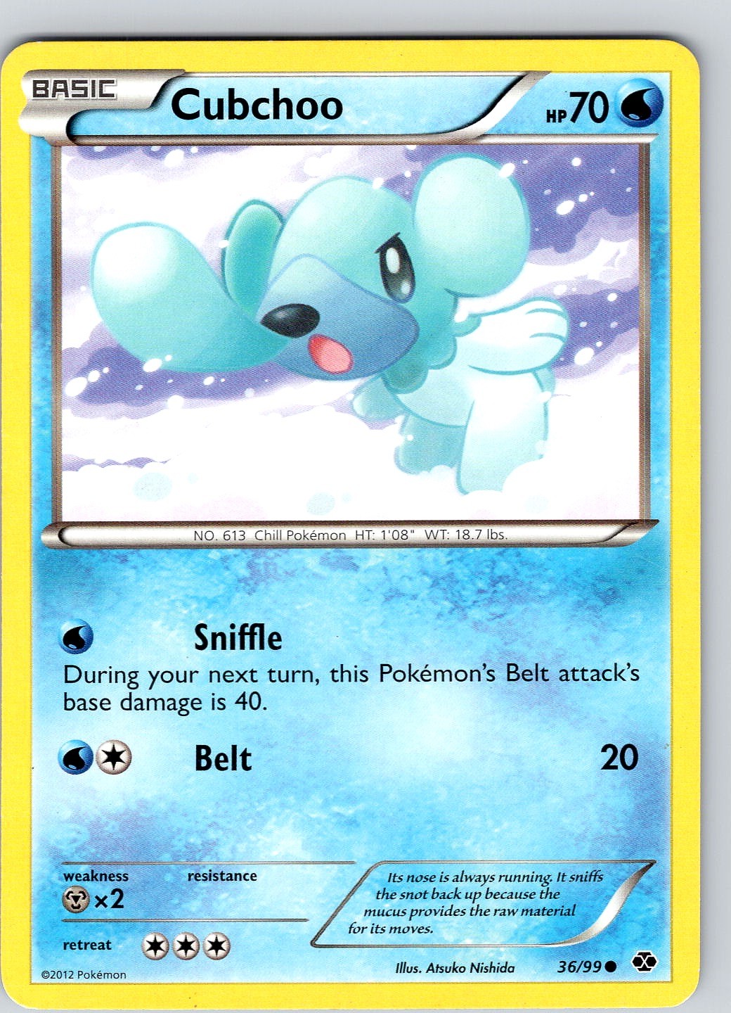 Pokemon TCG Cubchoo B&W Next Destinies 36/99 Regular Common Card Played LP