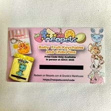 SDCC 2025 Exclusive Neopets Virtual Prize Item Code Baby Fruit Keychain  Pins
