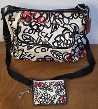 COACH Poppy Satin and patent Leather Crossbody Bag And Wallet 