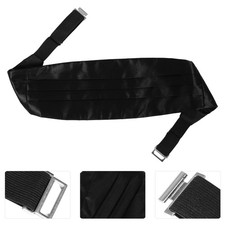 3pcs Tuxedo Cummerbund for Men - Men Suit Adjustable Black Cummerbund Satin