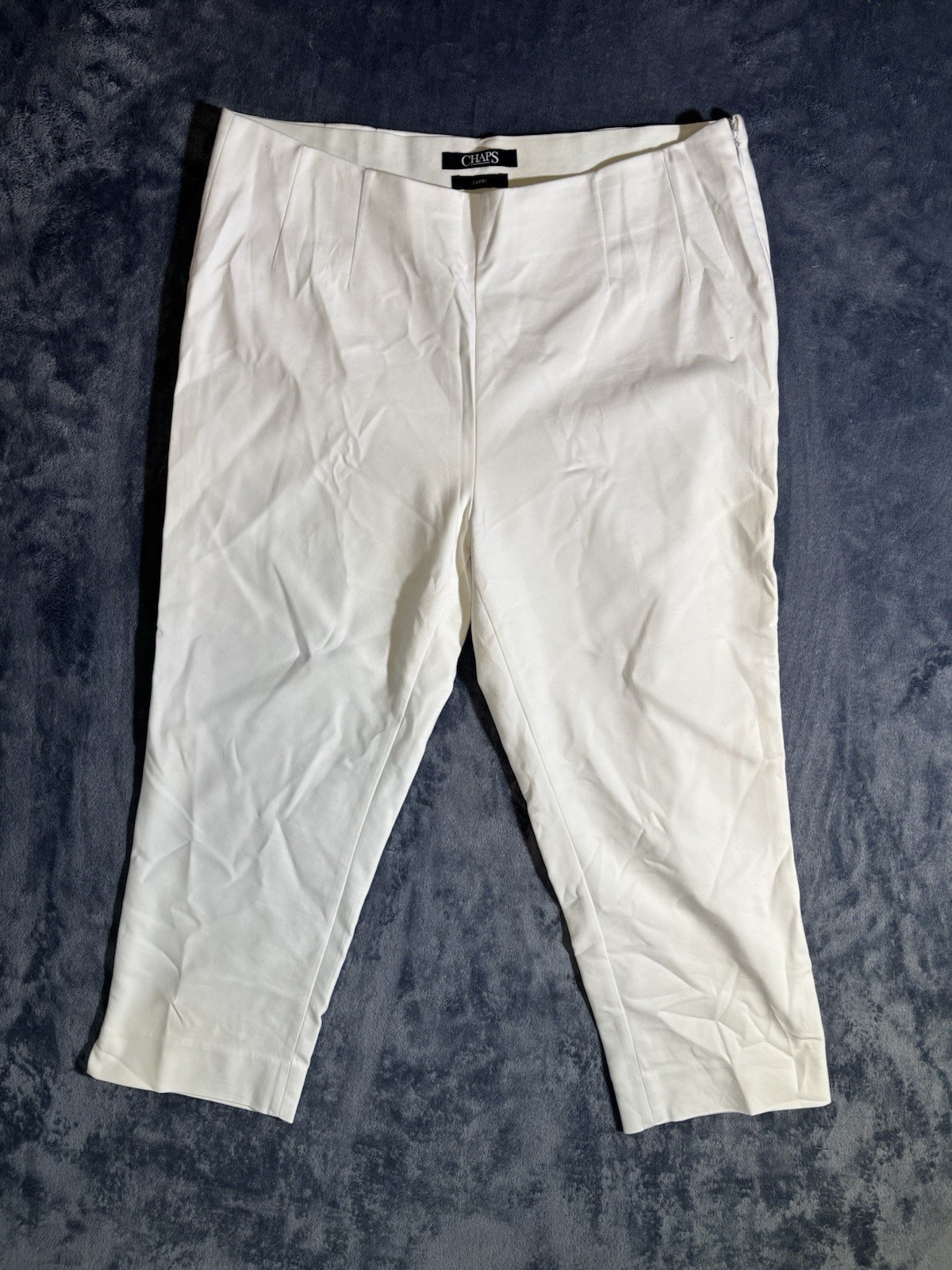 Chaps Capri Flat Front Solid White Zipper Pants C… - image 1