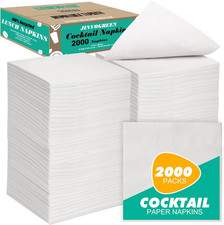 2000 Count 1-Ply White Cocktail Napkins 5.3 X 5.3 Inch Disposable