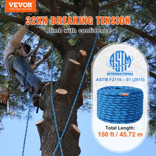 VEVOR 12.7mm Static Climbing Rope, 45.7M 150ft Outdoor Rock Climbing Rope 32KN