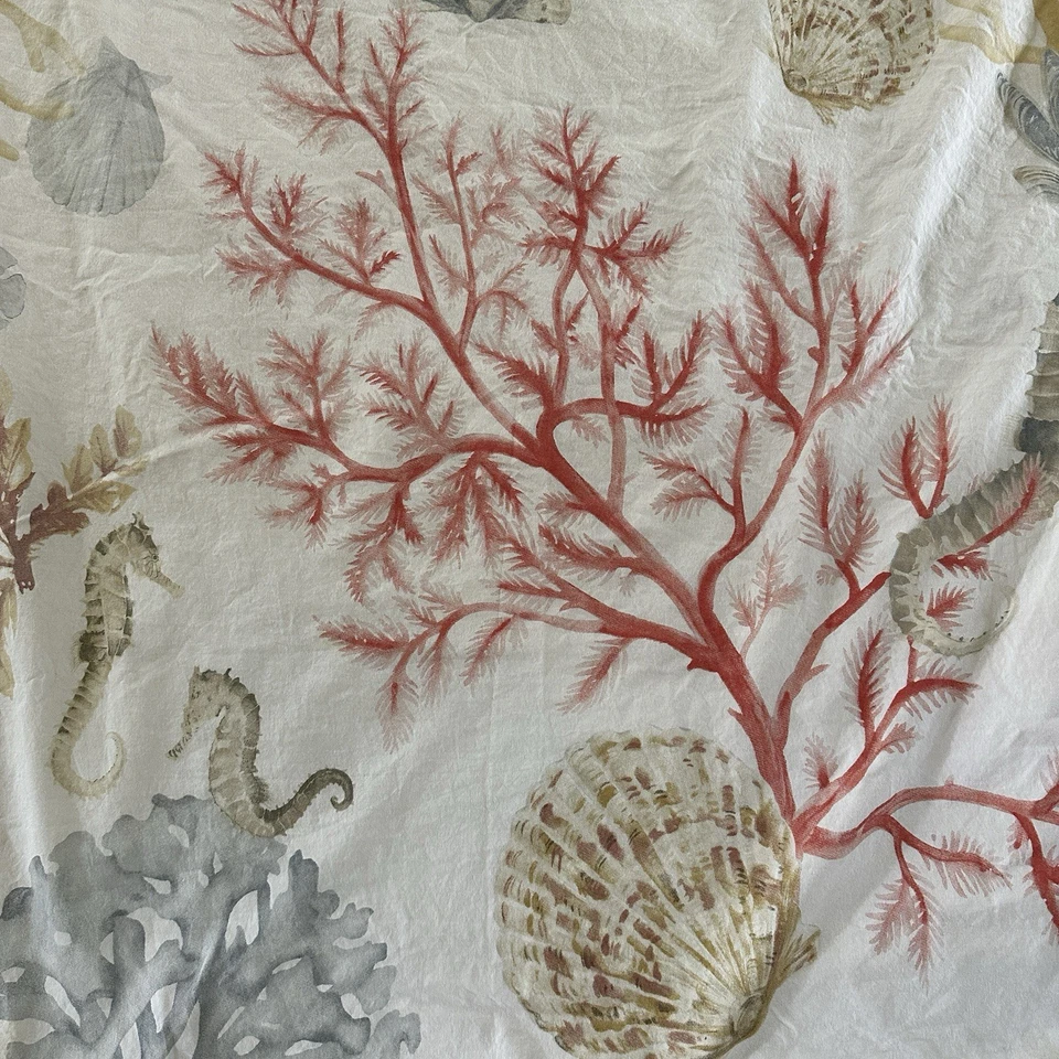 Edredón POTTERY BARN conchas marinas coral estrella de mar caballito de mar tamaño KING Foto 2 de 4