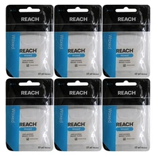 REACH Waxed Dental Floss, Unflavored, 55 yards (Pack of 6)