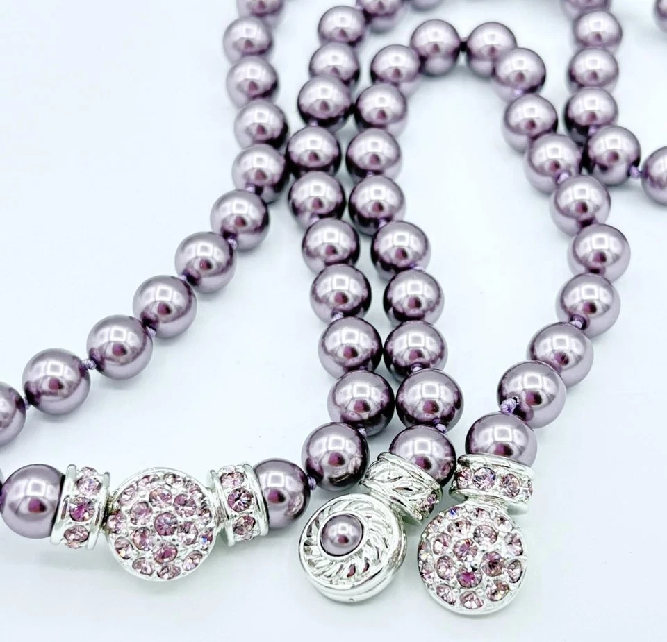 Juego de 2 collar y pulsera Nolan Miller púrpura imitación perlas de sabiduría nuevo sin etiquetas Foto 4 de 4