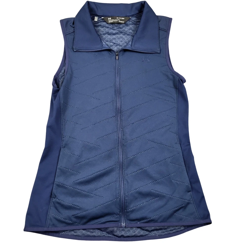 Under Armour ColdGear Womens XS Navy Blue Quilted Full Zip Golf Vest Fitted - Image 2 of 4