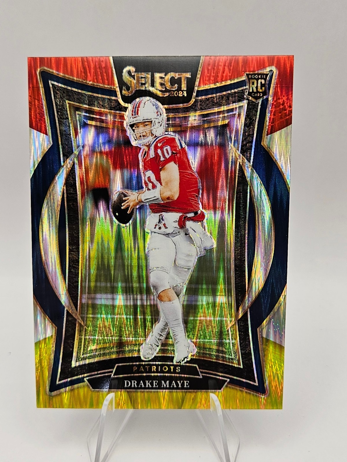 2024 Panini Select Concourse Drake Maye #27 Red Yellow Shock Prizm (RC) Patriots