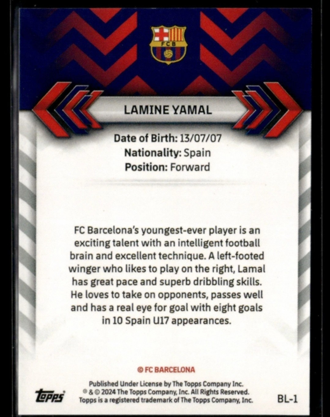 Lamine Yamal 2023-24 Topps FC Barcelona Team Set RC Rookie Blaugrana view 2