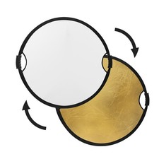 Glow Circular Collapsible Reflector with Handles 22", Gold/White 