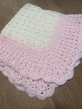2 Piece Set Hand-Crochet Baby Blanket +0-3 Mo Sweater  Made In USA
