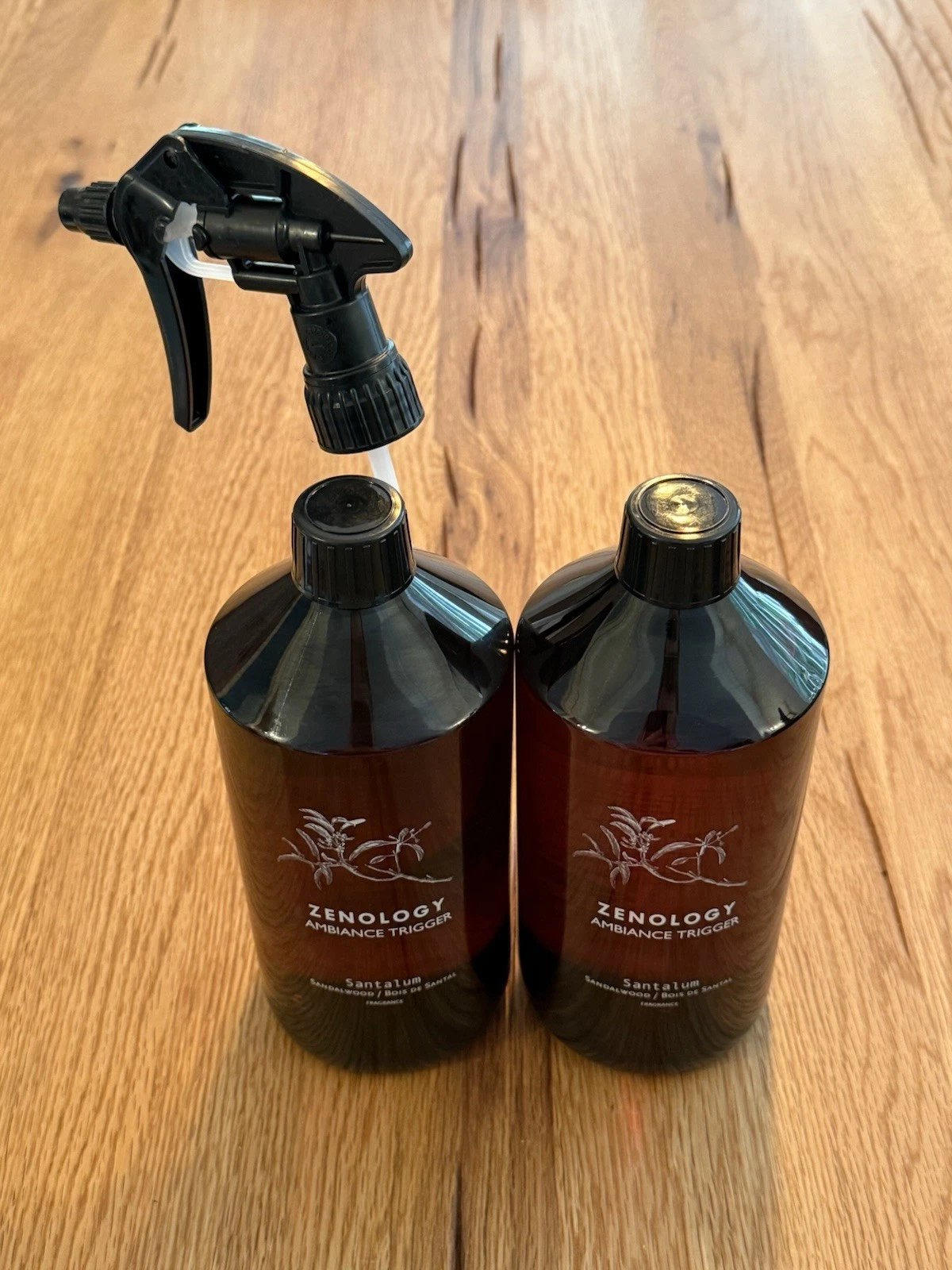 2x Pack Zenology Santalum Ambiance Trigger Spray Bottles 1000ml - New