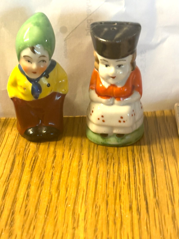 Vintage 1950s Japan People Woman and Toby Style Man  Salt and Pepper Shakers