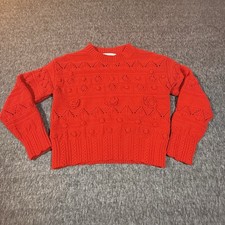 ZARA Girls Red Knit Crew Neck Textured Pattern Beautiful Sweater, Size 9-10 B13