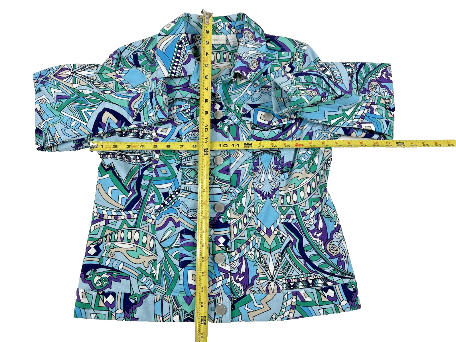 Chico's Button Front Multicolor Psychedelic Retro… - image 2