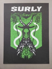 Surly Brewing Five Silkscreen Poster by Aesthetic Apparatus Rare Artist Proof