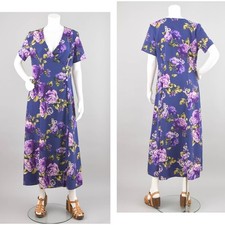Y2K Coldwater Creek Purple Floral Wrap Maxi Dress, Women's Size 12