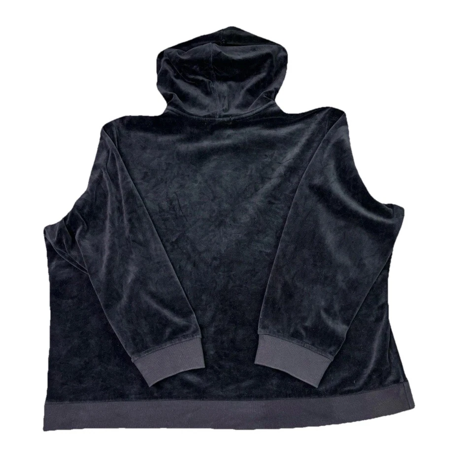 Lauren Ralph Lauren Jacket Womens 3X Velour Full Zip Hoodie Pockets Black - Image 2 of 4