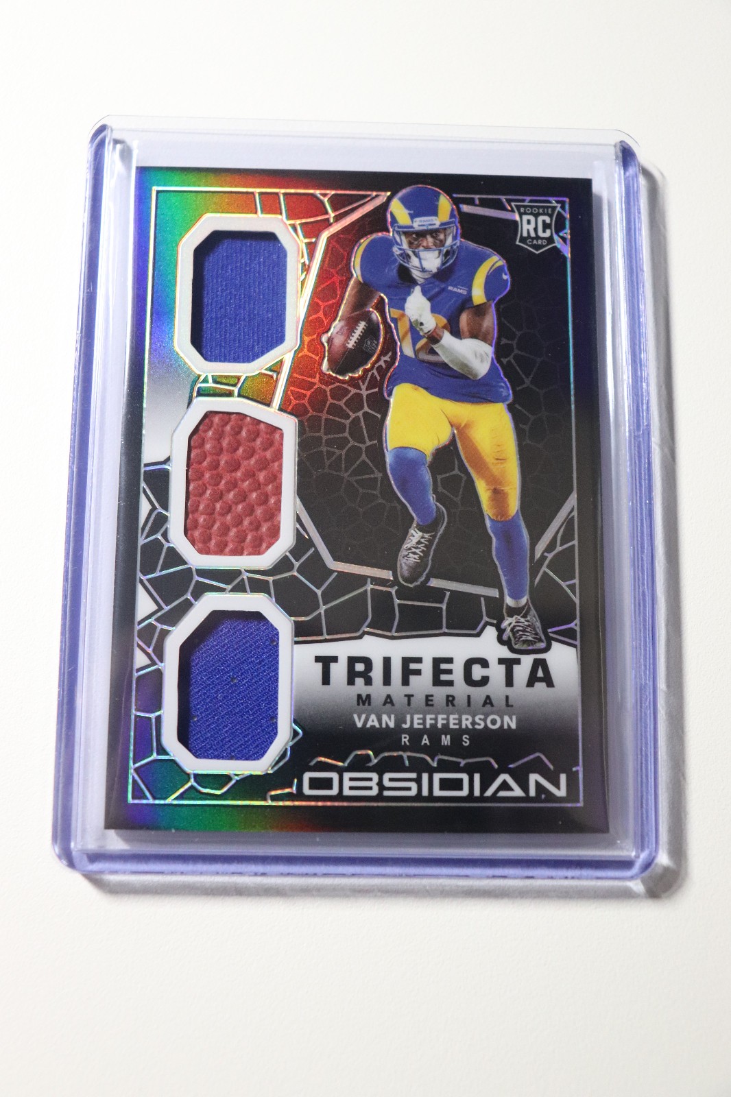 Van Jefferson Panini Obsidian Trifecta Material #TM24 Electric Etch-Yellow