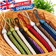 2X Twisted Durable Plain Thick Satin Rope Modern Curtain Tie Backs - Tiebacks UK