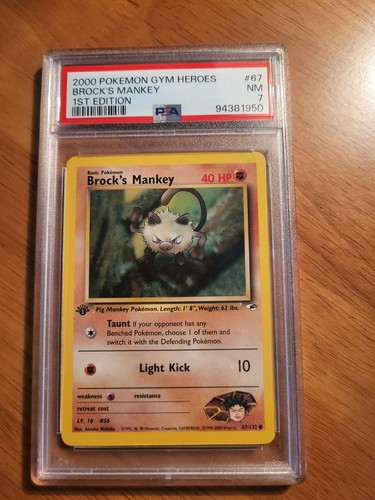 Brock's Mankey (1st Edition) graded PSA 7 for sale on eBay