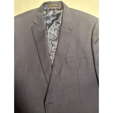 Lauren Ralph Lauren Navy Blue Plaid 100 Wool Natural Stretch Blazer Jacket 48L