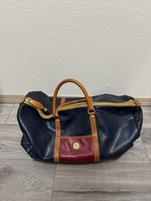 Vintage La Tour Eiffel 1887 Leather Multicolor Block Luggage Duffle Bag RARE